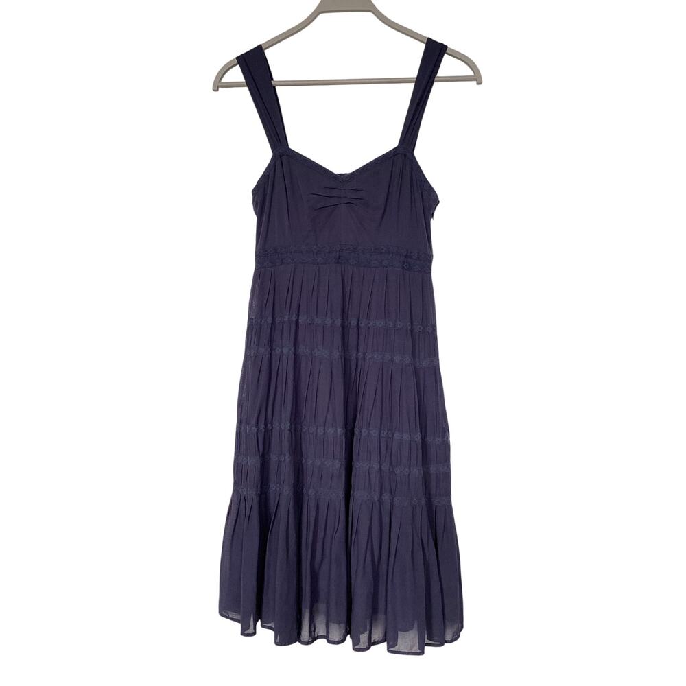 Maeve Navy Size 4 Sweetheart Neck Tiered Babydoll Sundress anthropologie